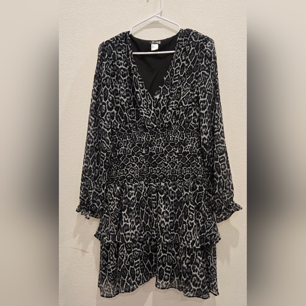 Leopard Print Long Sleeve‎ Dress